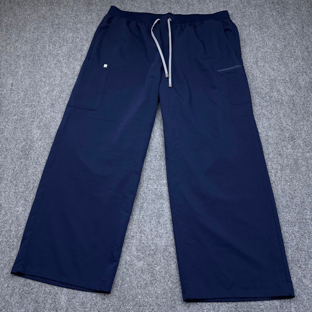 Fabletics High-Rise Wide Leg Scrub Pants Women's Plus 3X Blue Relaxed DWR